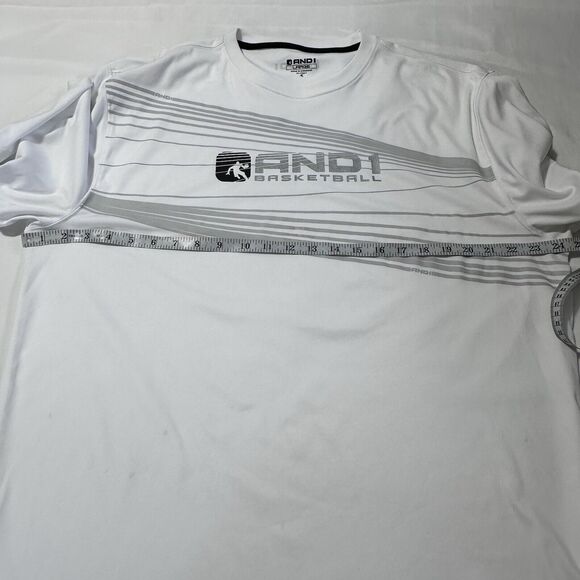 Vintage AND1 Basketball Logo T-Shirt White And Gray 90s Y2K Large - Picture 5 of 14